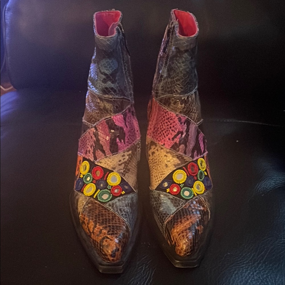 Amazing Freelance Python Patchwork Boots Sz 37/7 … - image 1